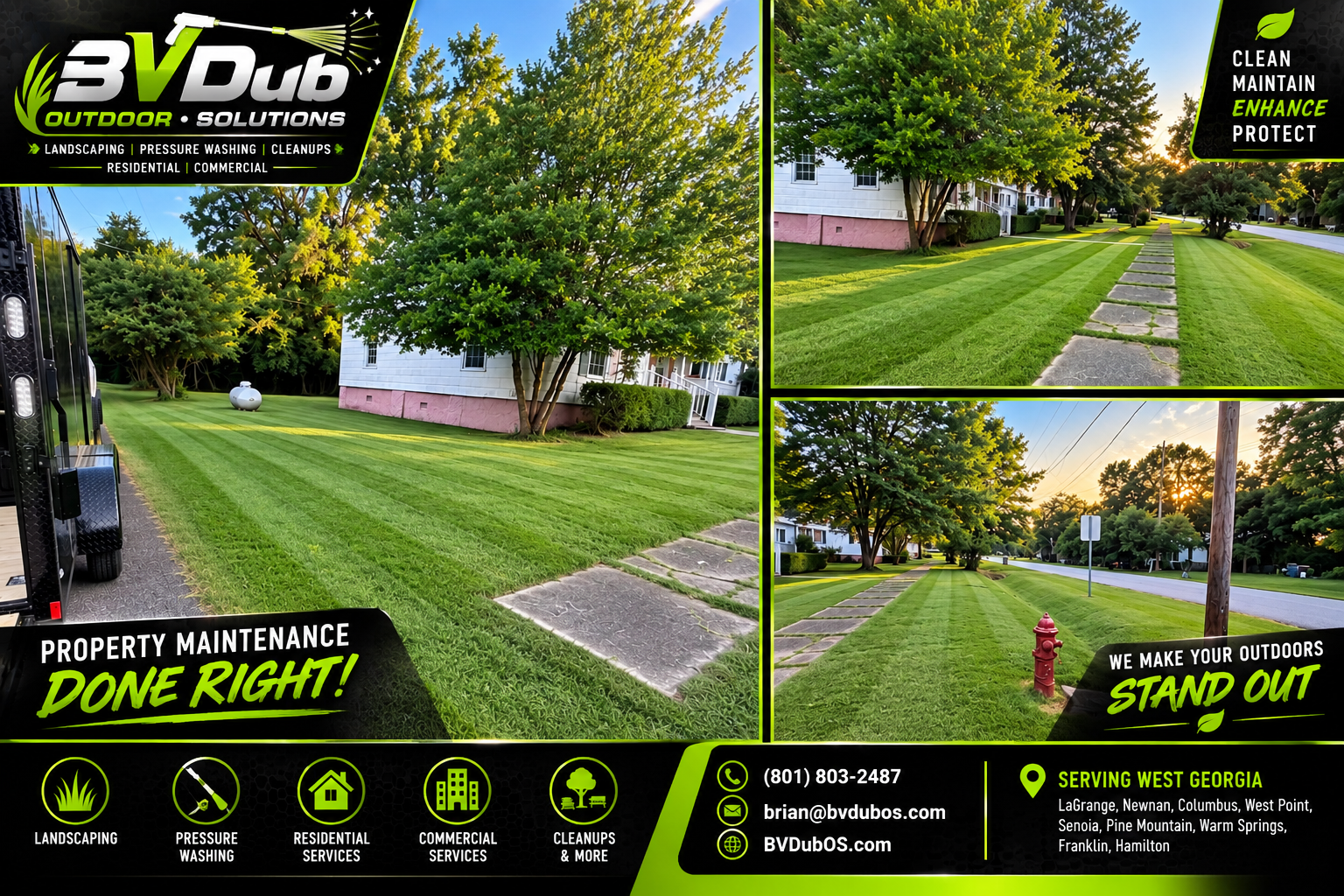 BVDub Outdoor Solutions real residential lawn maintenance project in West Georgia